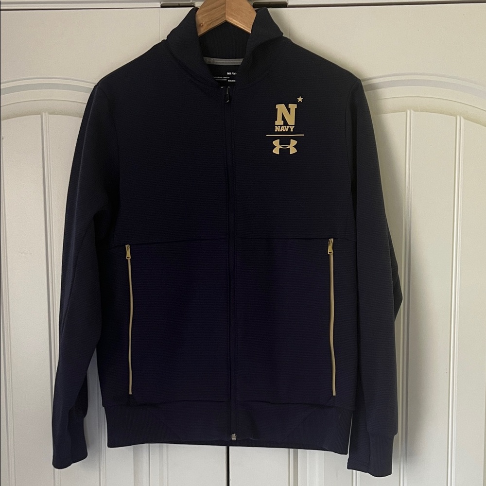 Under Armour Fan Gear Navy Fleece Blue Jacket Size: M
